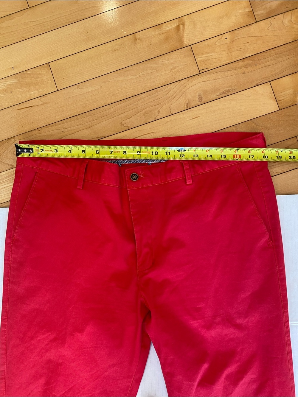 European brand in Raspberry Red Slim Cotton Mix Chino Pants Size Euro 48/US 16 - Picture 11 of 16
